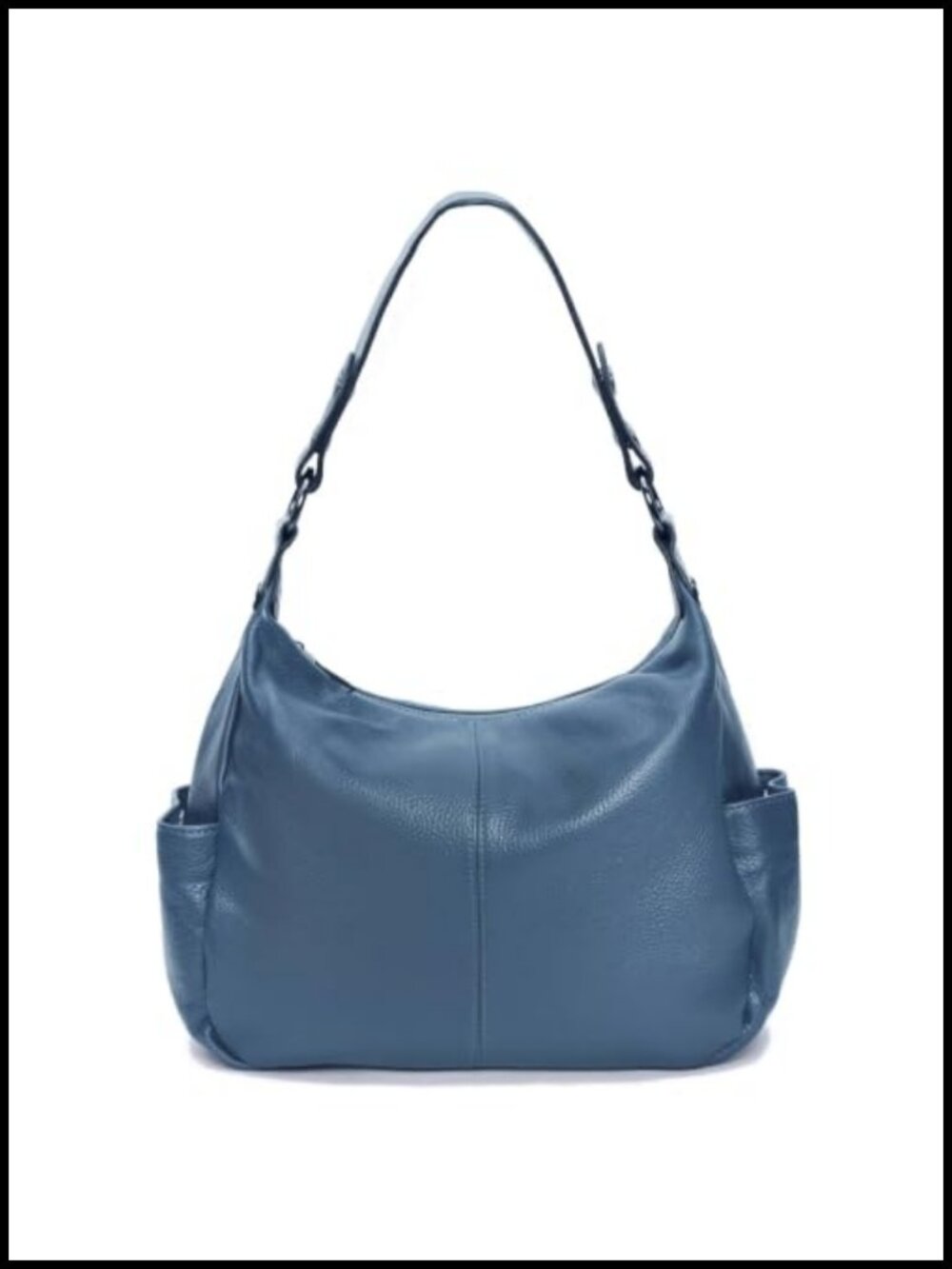Genuine Leather Hobo Crossbody Bag Adjustable Strap Side Pockets